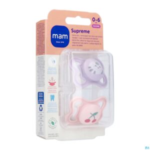 Packshot Mam Supreme Fopspeen Silicone 0-6m Lilac 2