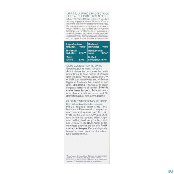 Packshot Uriage Hyseac 3regul Soin Global Teinte Spf30 40ml