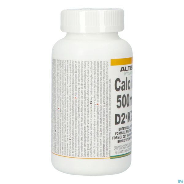 Packshot Altisa Calcium 500mg + Vit.d2 + Vit.k2 Pot Tabl 90
