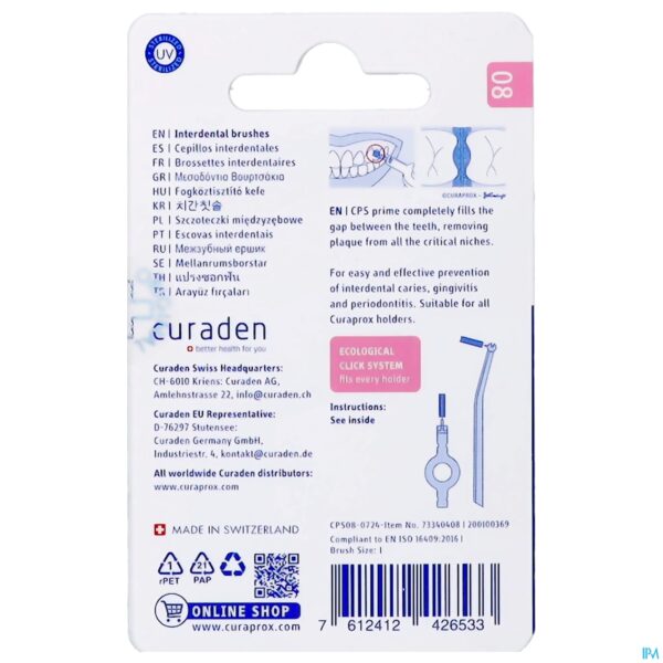 Packshot Curaprox Cps 08 Prime Brushes Refill 8
