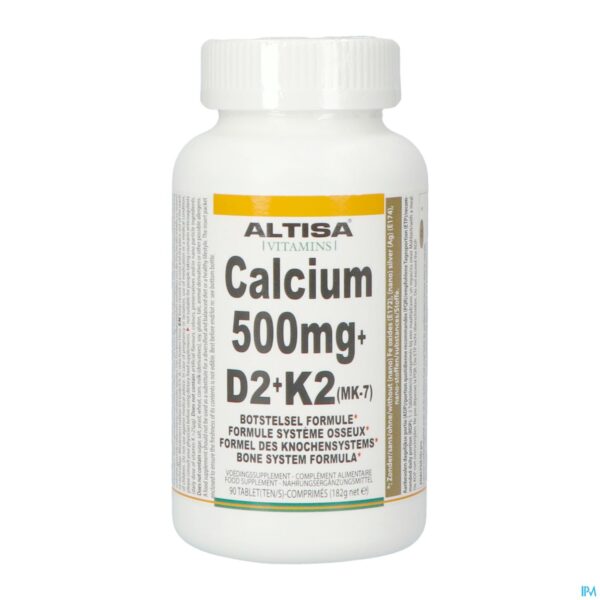 Packshot Altisa Calcium 500mg + Vit.d2 + Vit.k2 Pot Tabl 90 Packshot Altisa Calcium 500mg + Vit.d2 + Vit.k2 Pot Tabl 90