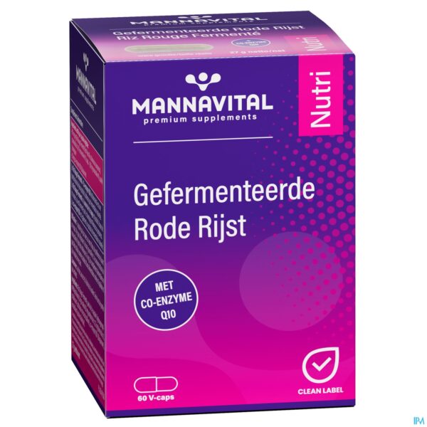 Packshot Mannavital Gefermenteerde Rode Rijst V-caps 60