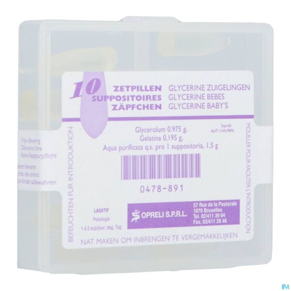 Packshot Glycerine suppo Sopreli zuigelingen 10
