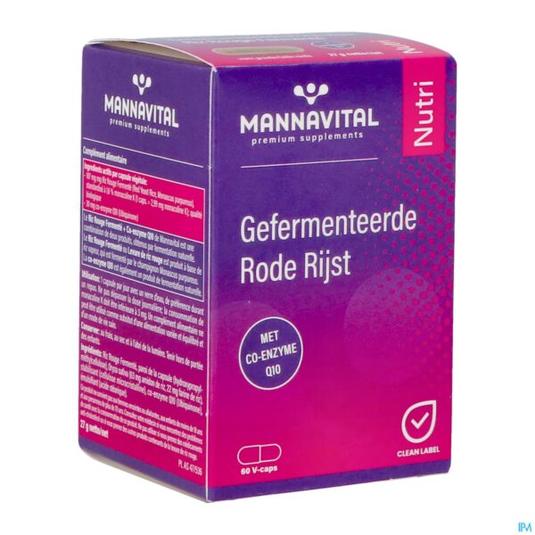 Packshot Mannavital Gefermenteerde Rode Rijst V-caps 60