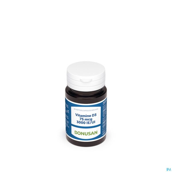 Packshot Vitamine D3 75mcg/ 3000 Ie Softcaps 60 Bonusan