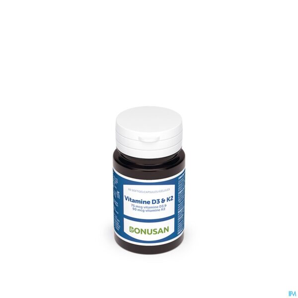 Packshot Vitamine D3 & K2 Softcaps 60 Bonusan