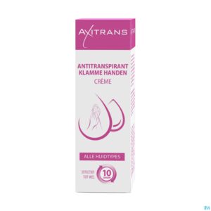 Packshot Axitrans Klamme Handen Creme Tube 50ml