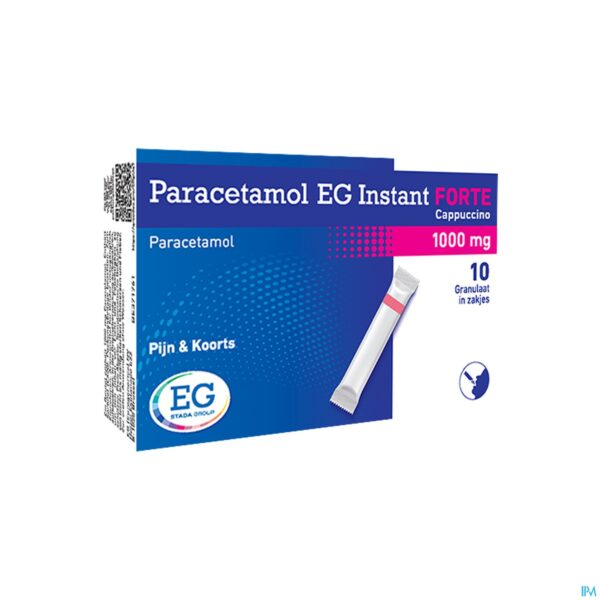Packshot Paracetamol EG Inst.Forte 1G Cappuccino Zakje 10 Packshot Paracetamol EG Inst.Forte 1G Cappuccino Zakje 10