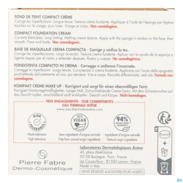 Packshot Avene Couvrance Fond Teint Compact 1.3 Miel 8.5g