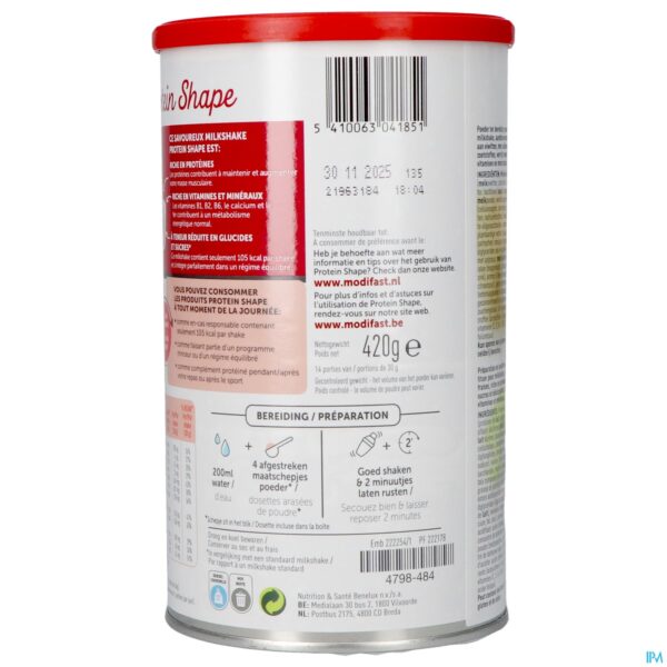 Packshot Modifast Protein Shape Strawberry Milkshake 420g