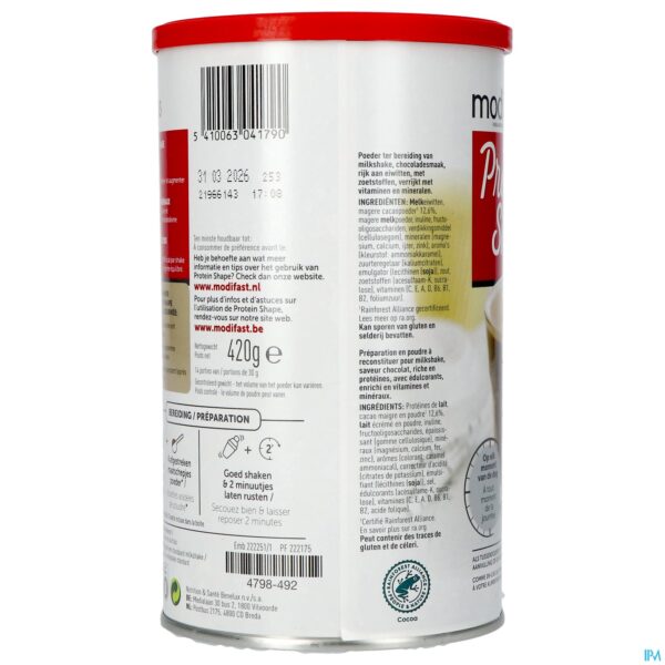 Packshot Modifast Protein Shape Chocolate Milkshake 420g