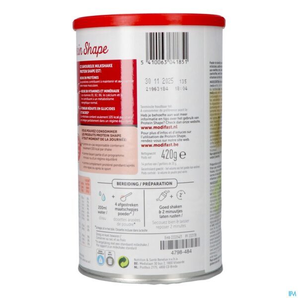 Packshot Modifast Protein Shape Strawberry Milkshake 420g