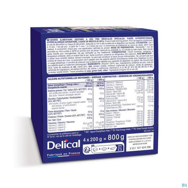 Packshot Delical Puree Broccoli Hphc 4x200g Packshot Delical Puree Broccoli Hphc 4x200g