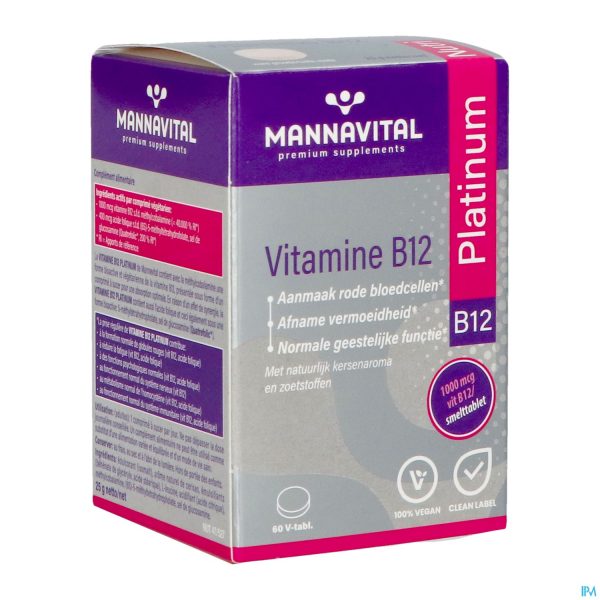 Packshot Mannavital Vitamine B12 Platinum V-tabl 60 Nf