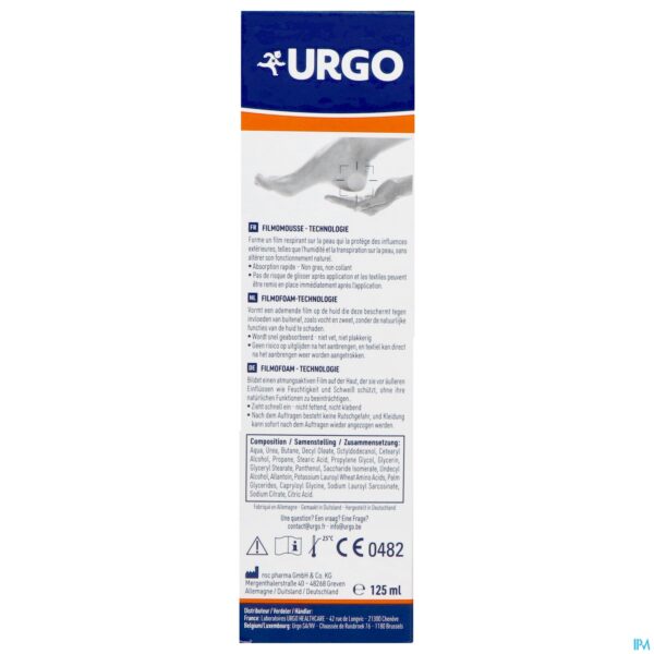Packshot Urgo Zeer Droge Gekloofde Voeten Filmo Foam 125ml