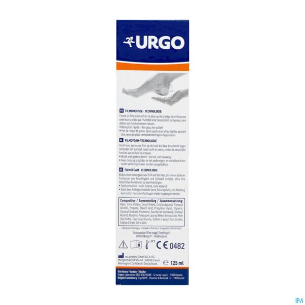 Packshot Urgo Zeer Droge Gekloofde Voeten Filmo Foam 125ml