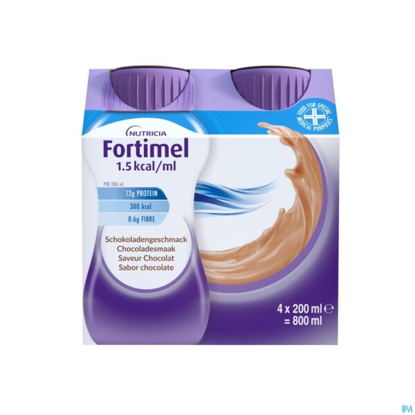 Packshot Fortimel 1.5kcal Chocolade 4x200ml