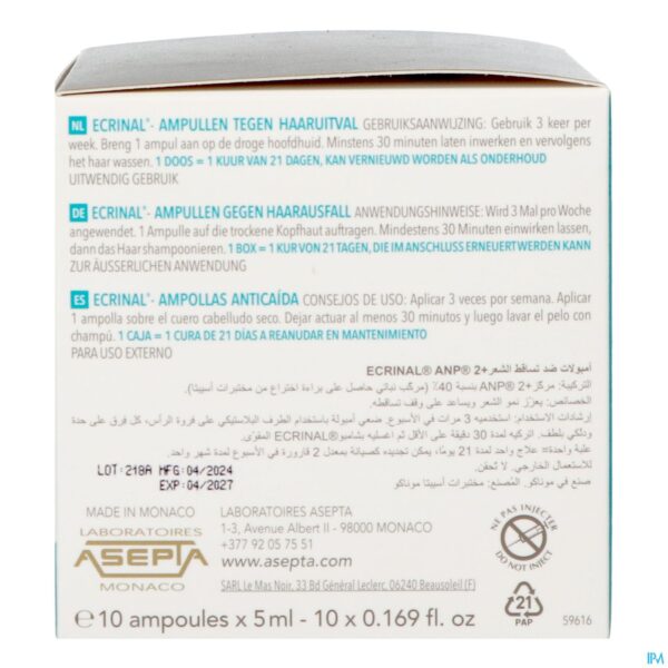 Packshot Ecrinal A/haaruitval Amp 10x5ml