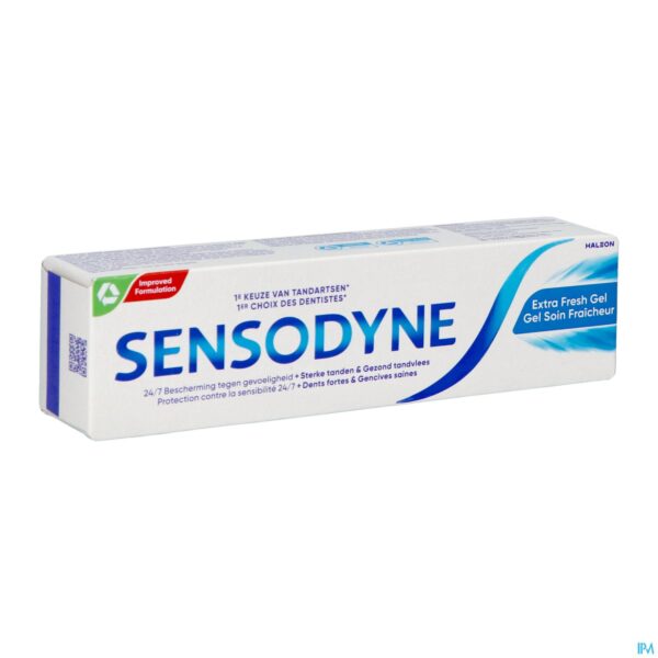 Packshot Sensodyne Extra Fresh Gel Tandpasta Tube 75ml Nf