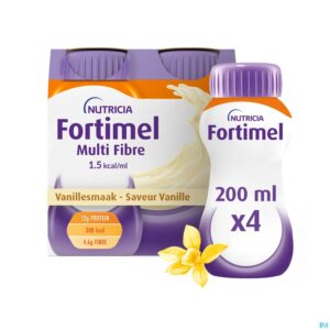 Packshot Fortimel Multifiber 1.5kcal Vanille 4x200ml