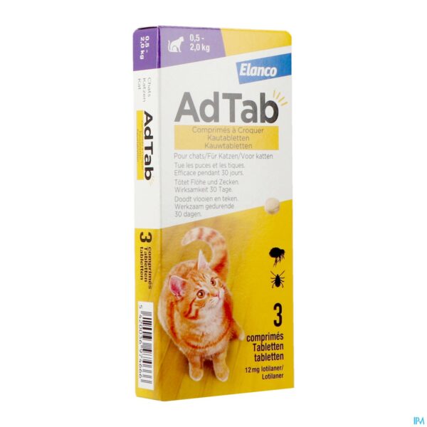 Packshot Adtab 12mg Kat >0,5kg-2kg Kauwtabl 3 Packshot Adtab 12mg Kat >0,5kg-2kg Kauwtabl 3