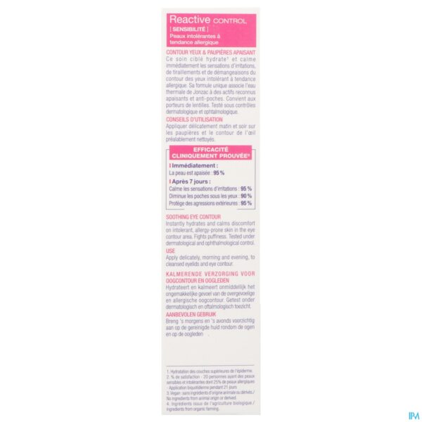 Packshot Jonzac Reactive Control Contour Yeux 15ml