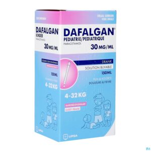 Packshot Dafalgan Pediatrie 30mg/ml Siroop 150ml