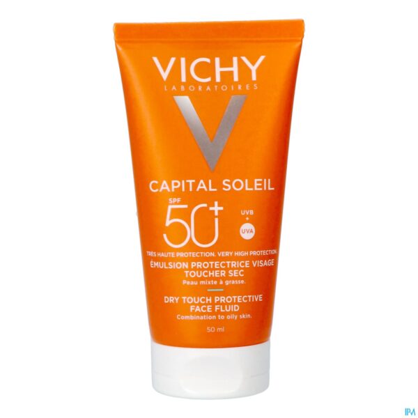Productshot Vichy Cap Sol Gezichtscreme Dry Touch Spf50+ 50ml