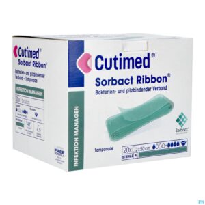 Packshot Cutimed Sorbact Ribbon Gaasstrook 2cmx50cm 20