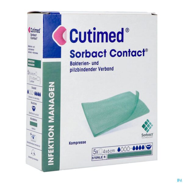 Packshot Cutimed Sorbact Contact Kp 4x6cm 5