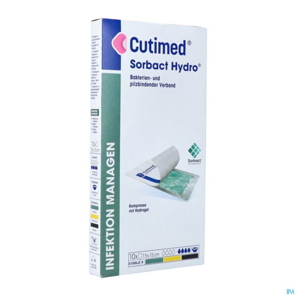 Packshot Cutimed Sorbact Hydro Gel 7,5cmx15cm 10