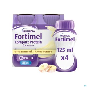 Packshot Fortimel Compact Protein 2.4kcal Banaan 4x125ml