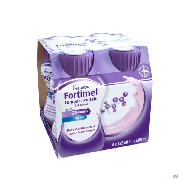 Packshot Fortimel Compact Protein 2.4kcal Bosvrucht 4x125ml