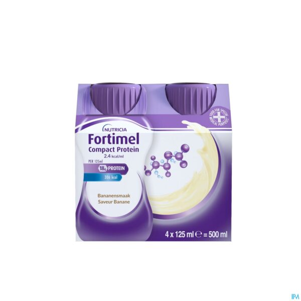 Packshot Fortimel Compact Protein 2.4kcal Banaan 4x125ml
