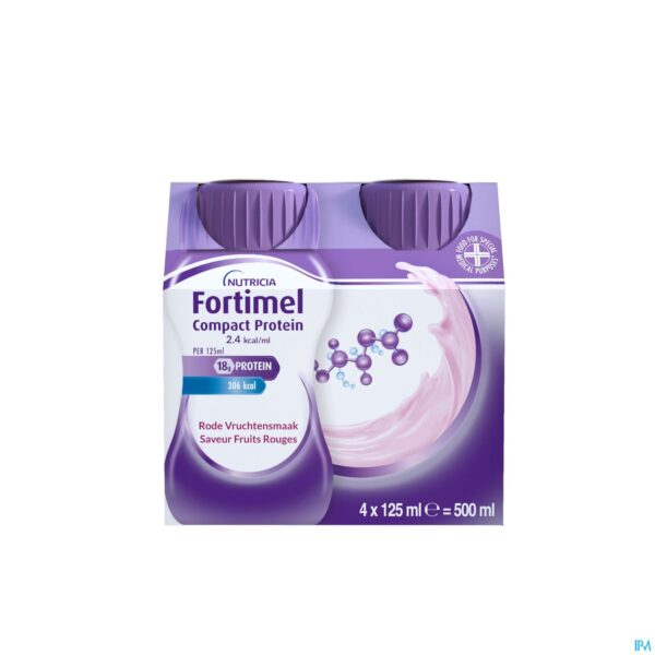 Packshot Fortimel Compact Protein 2.4kcal Bosvrucht 4x125ml