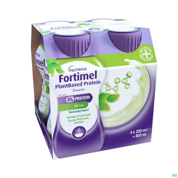 Packshot Fortimel Plantbased Protein Romige Erwt 4x200ml