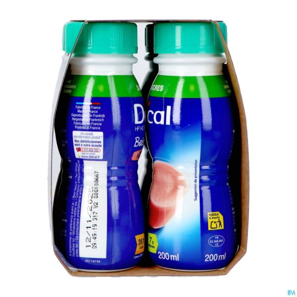 Packshot Delical Melkdrank Z/suiker Aardbei 4x200ml
