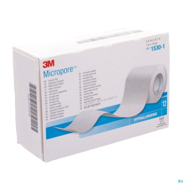 Packshot Micropore 3m Hechtpleister 25mmx9,14m Rol 12 1530