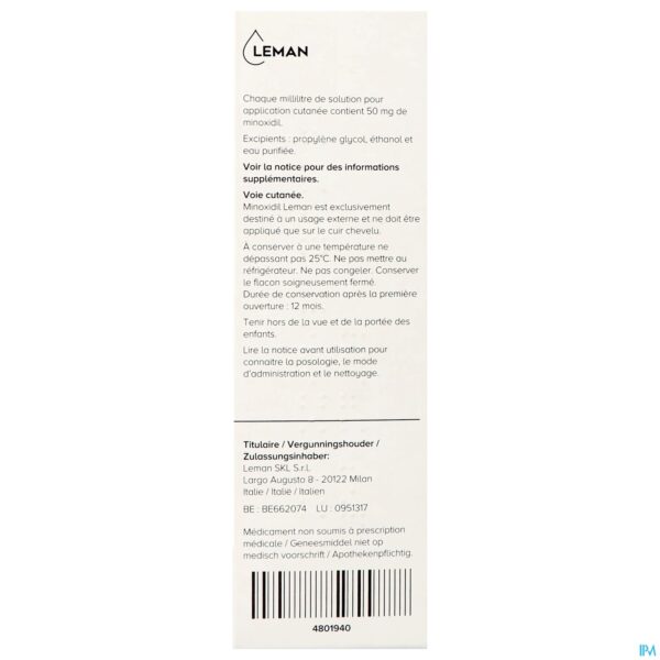 Packshot Minoxidil Leman 50mg/ml Opl Cutaan Gebruik 60ml
