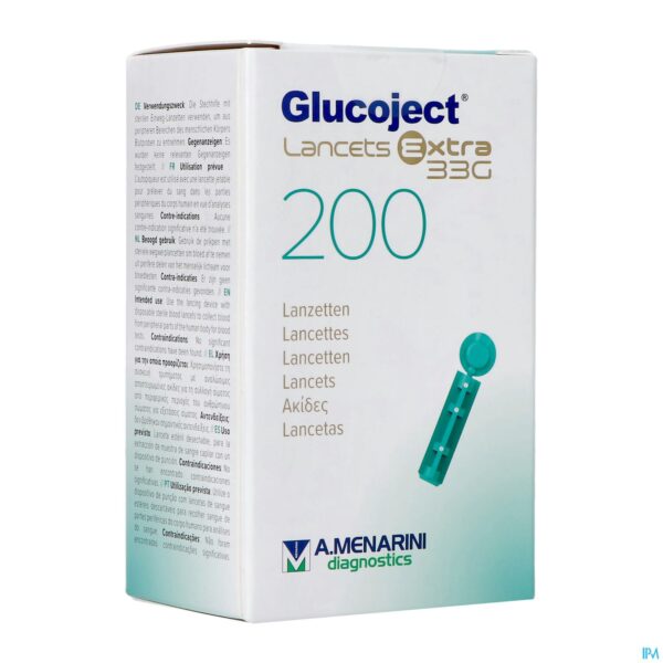 Packshot Glucoject l.extra 33g Lancetten 200
