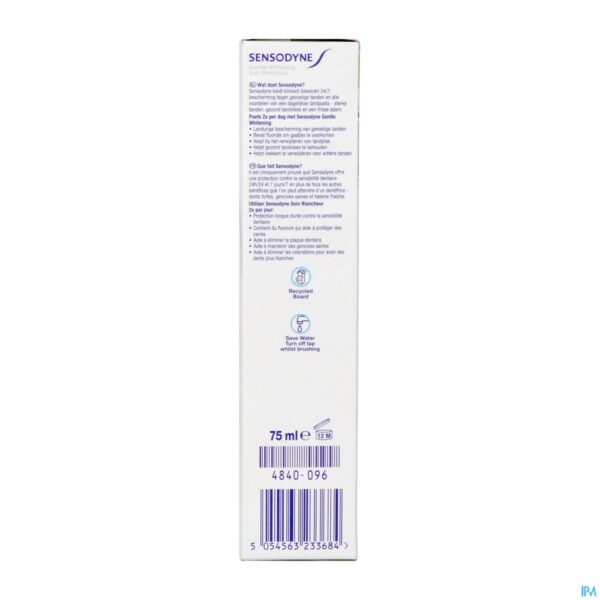 Packshot Sensodyne Gentle Withening Tandpasta Tube 75ml Nf