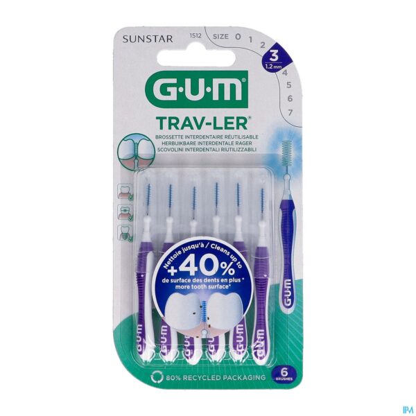 Packshot Gum Trav-ler Interdent.borsteltje 1,2mm 6 1512m6