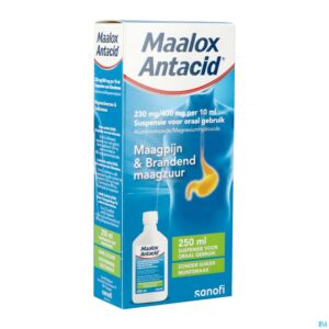 Packshot Maalox Antacid 230mg/400mg/10ml Susp Oraal 250ml