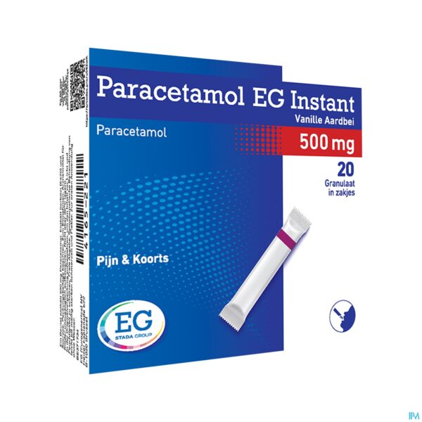 Packshot Paracetamol EG Inst.500Mg Vanil-Aardbei Zakje 20 Packshot Paracetamol EG Inst.500Mg Vanil-Aardbei Zakje 20