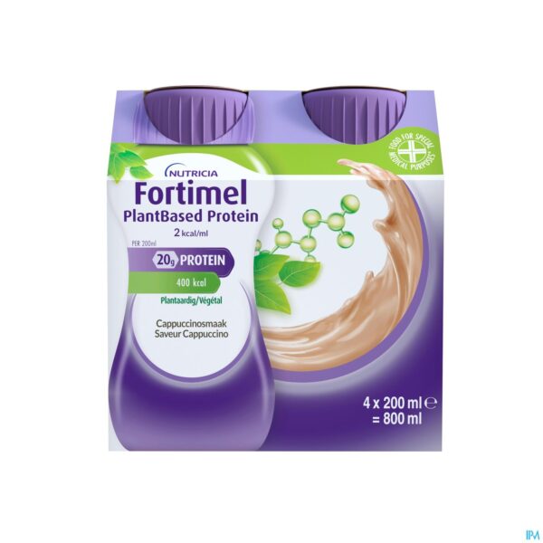 Packshot Fortimel Plantbased Protein Cappuccino 4x200ml