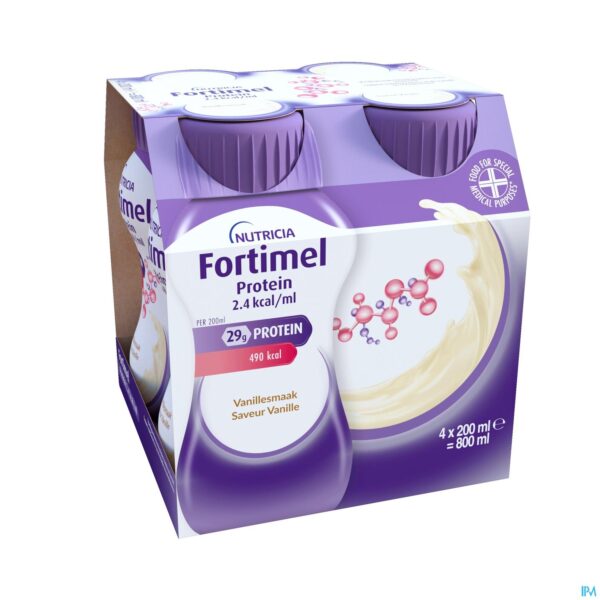 Packshot Fortimel Protein 2.4kcal Vanille 4x200ml