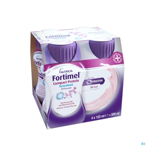 Packshot Fortimel Protein 2.4kcal Verfriss Aardbei 4x200ml