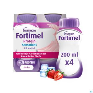 Packshot Fortimel Protein 2.4kcal Verfriss Aardbei 4x200ml