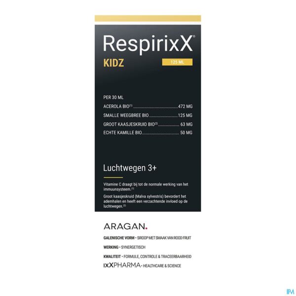 Packshot Respirixx Kidz Siroop 125ml