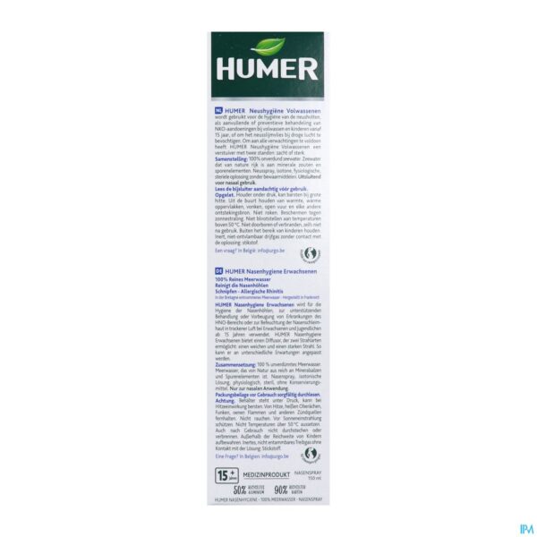 Packshot Humer Isotone Spray Volw. Dubbel.verstuiver 150ml Packshot Humer Isotone Spray Volw. Dubbel.verstuiver 150ml